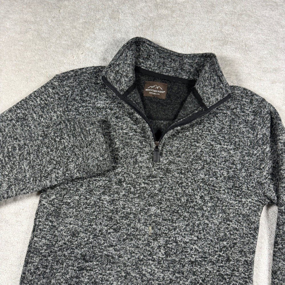 Mountain Ridge Pullover Mens Small Gray Marled Quarter Zip Mock Neck Sweater